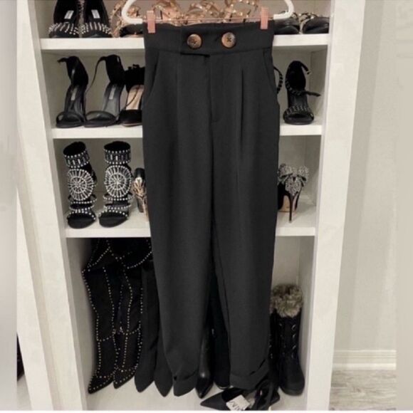 Elegant High Waist Button Detail Suit Pants Size XS - Picture 6 of 11